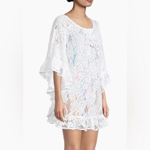Lilly Pulitzer Atley Ruffle Coverup White S/M Small Medium